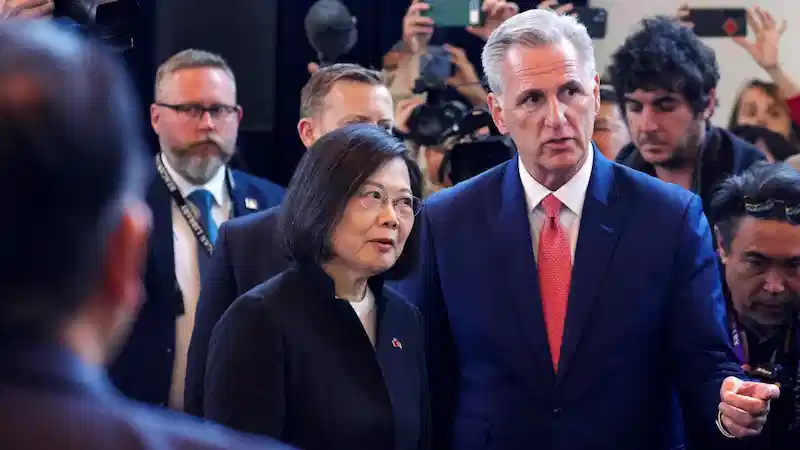 China imposes sanctions on two US entities for hosting Taiwan's President Tsai Ing-wen during her visit to the United States, despite Beijing's strong opposition.