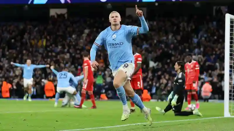 Erling Haaland sets a new scoring record while Manchester City dominates Bayern Munich in the Champions League.