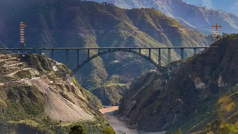 India has completed construction of the world's tallest railway bridge in the Jammu and Kashmir region, the Chenab Bridge.