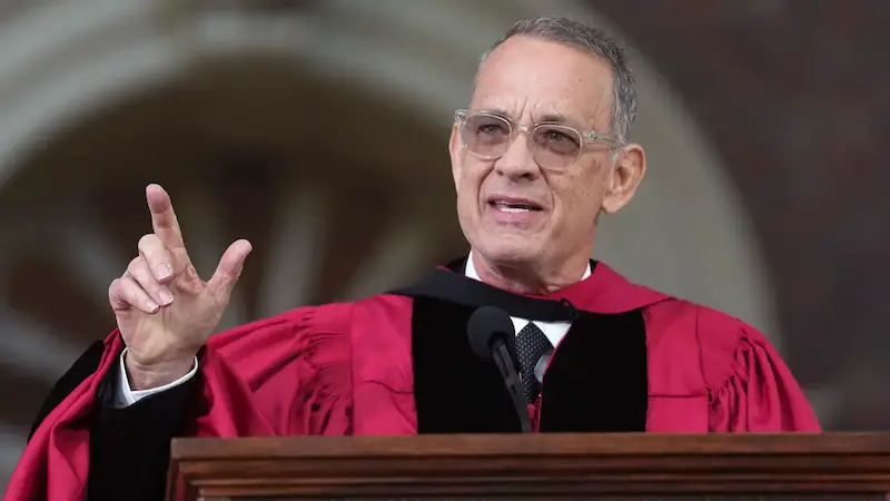 Tom Hanks speaks at Harvard: Emphasizes the importance of truth for America's future.