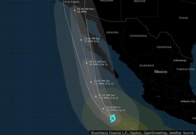 El huracán Hilary se intensifica a medida que la tormenta traza el camino hacia California