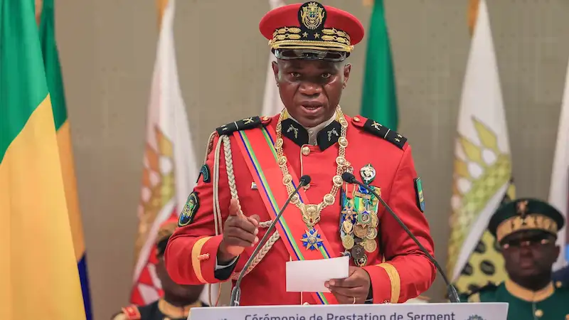 Military junta leader takes oath as interim president of Gabon