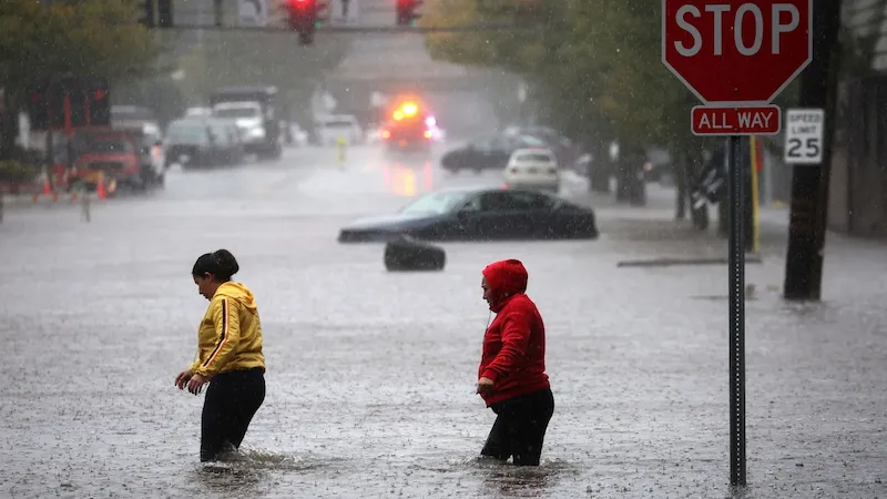 New York City under state of emergency as torrential downpour inundates subways, streets, and underground spaces