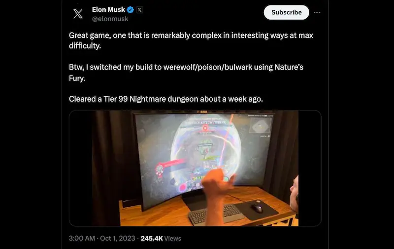 Elon Musk ถ่ายทอดสดการเล่นเกม Diablo IV ของเขาเพื่อทดสอบความจุ 