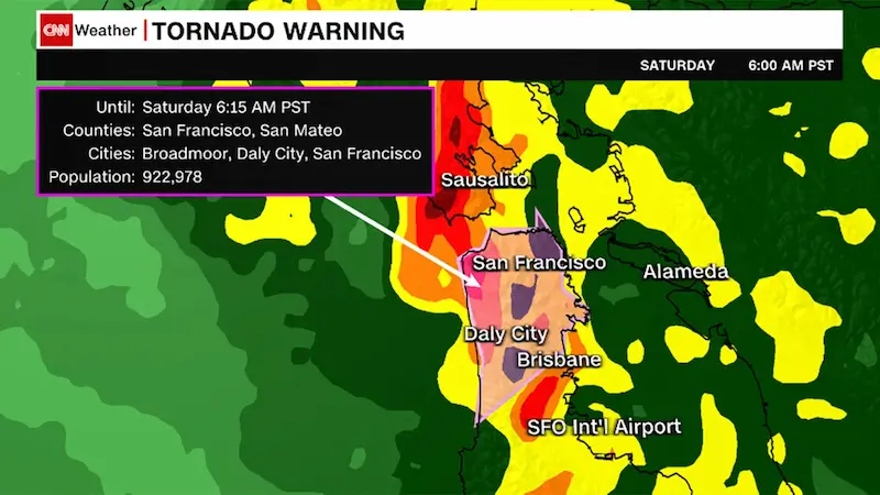 Unprecedented Weather Events Strike San Francisco: Tornado Warning Follows Tsunami Scare