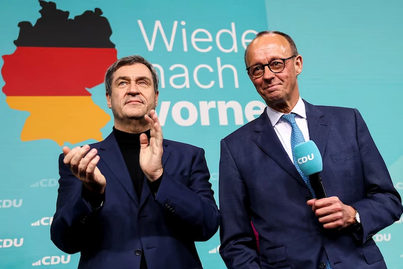 Deutschlands Oppositionskonservative gewinnen die Wahl und setzen Merz als Kanzler die Bühne